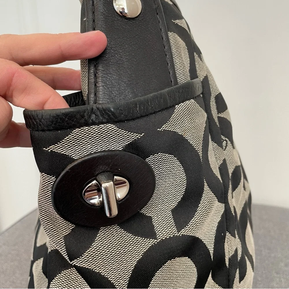 COACH Parker Op Art Slouchy Hobo Bag - Gray/Black/Silver 13427 - Picture 5 of 14